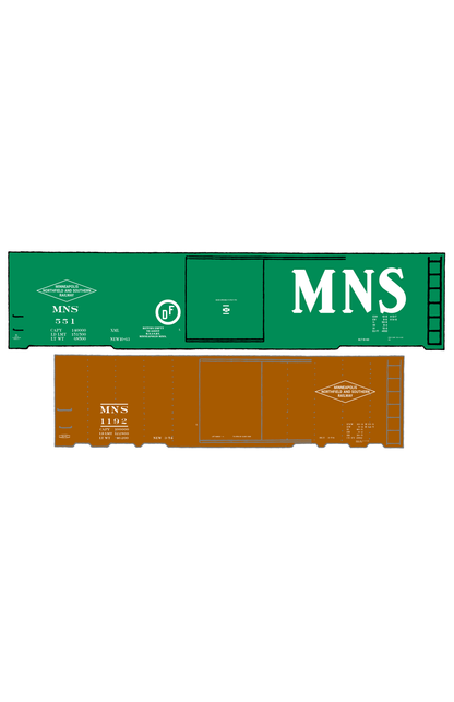 Minneapolis Northfield and Southern 40 and 50 Ft Boxcars White