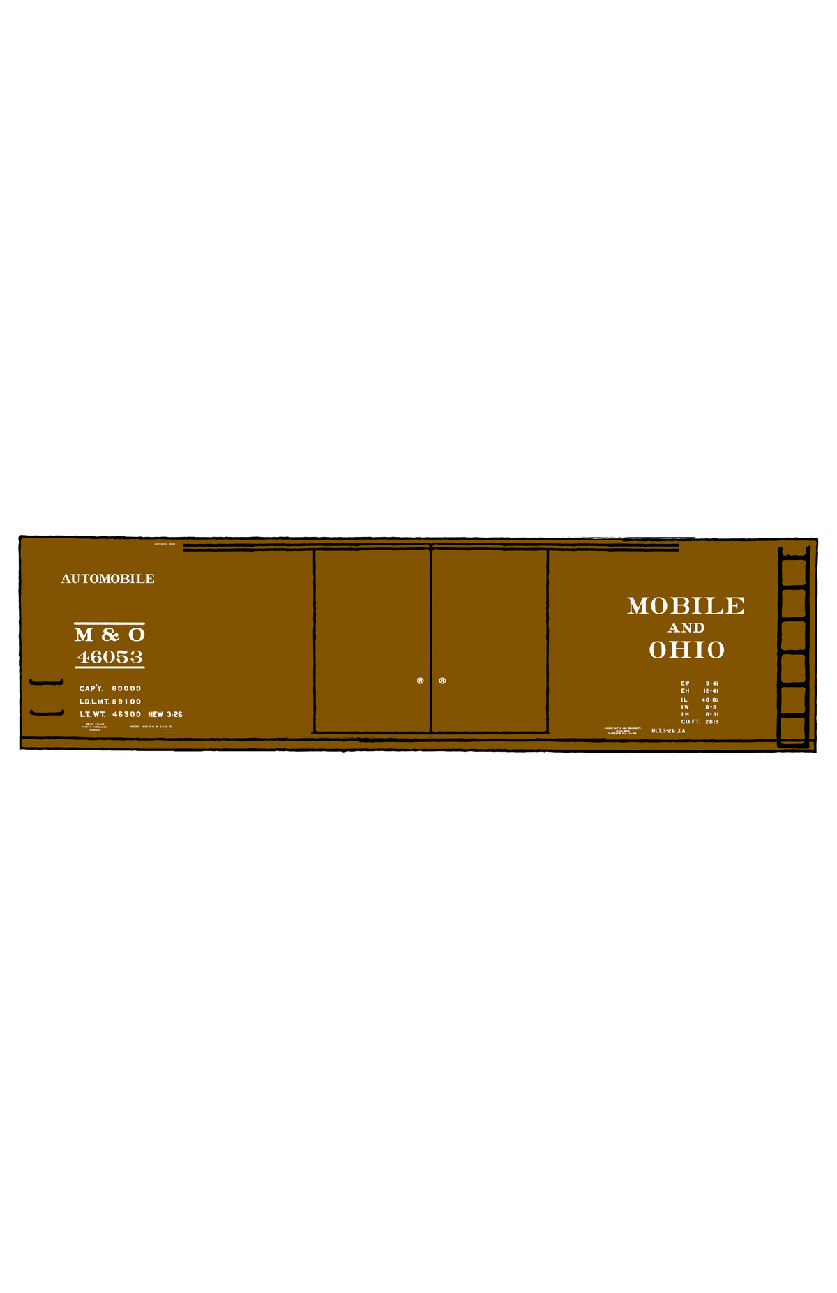 Mobile and Ohio 40 Ft Boxcar White Lettering GM&O Predecessor