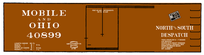 Mobile and Ohio 36 Ft Wood Boxcar White GM&O Predecessor