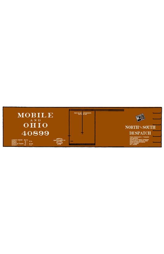 Mobile and Ohio 36 Ft Wood Boxcar White GM&O Predecessor