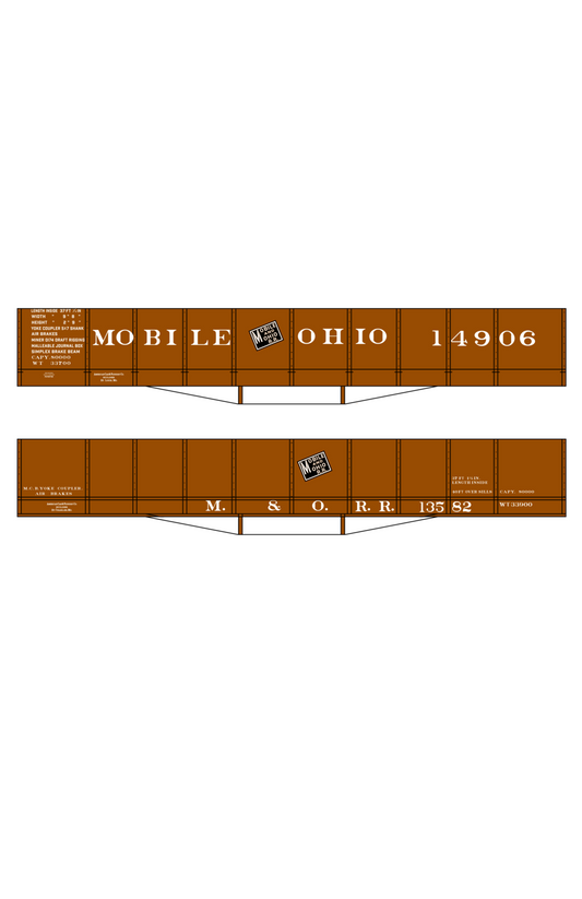 Mobile and Ohio Wood Gondola White GM&O Predecessor