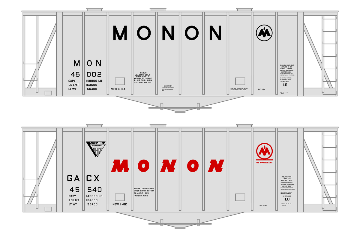 Monon Airslide Covered Hopper Black and Red