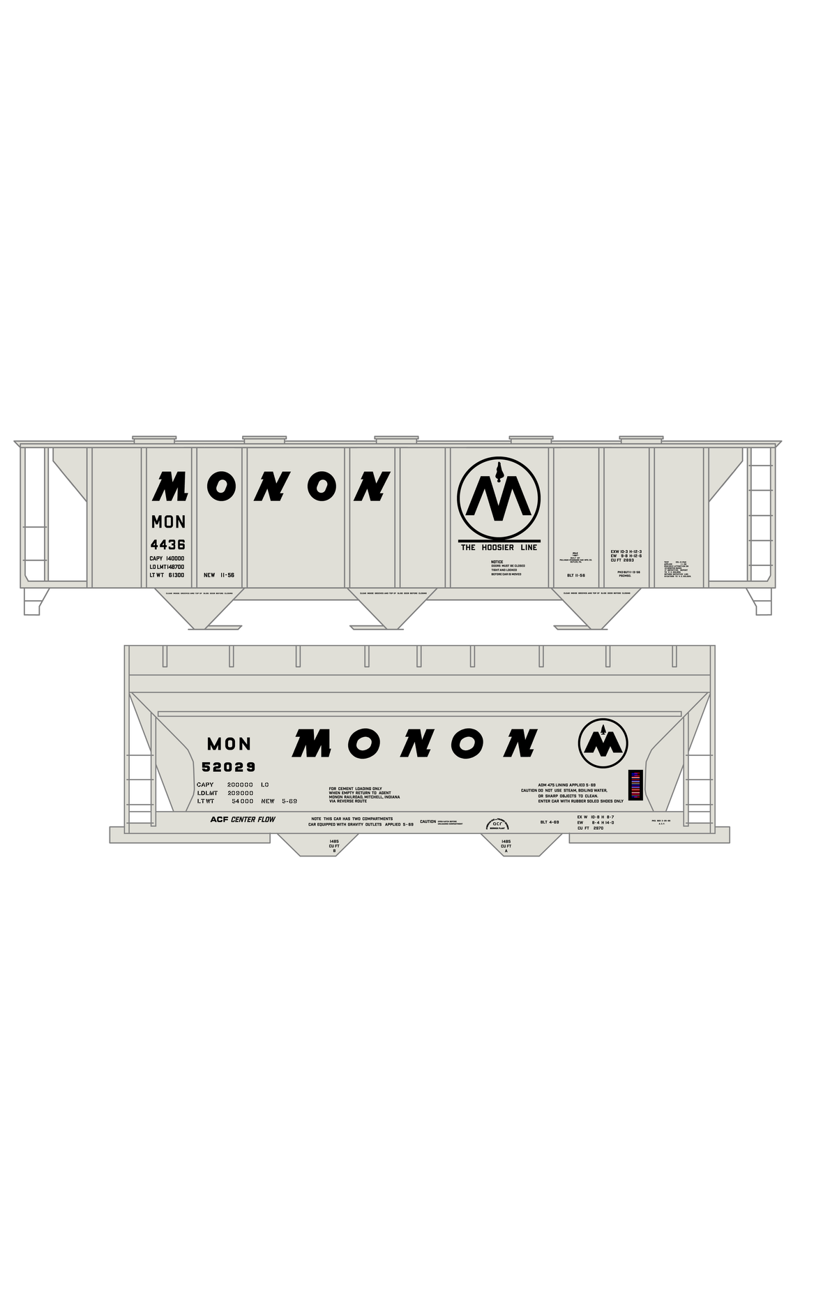 Monon ACF and PS-2 Covered Hopper Black