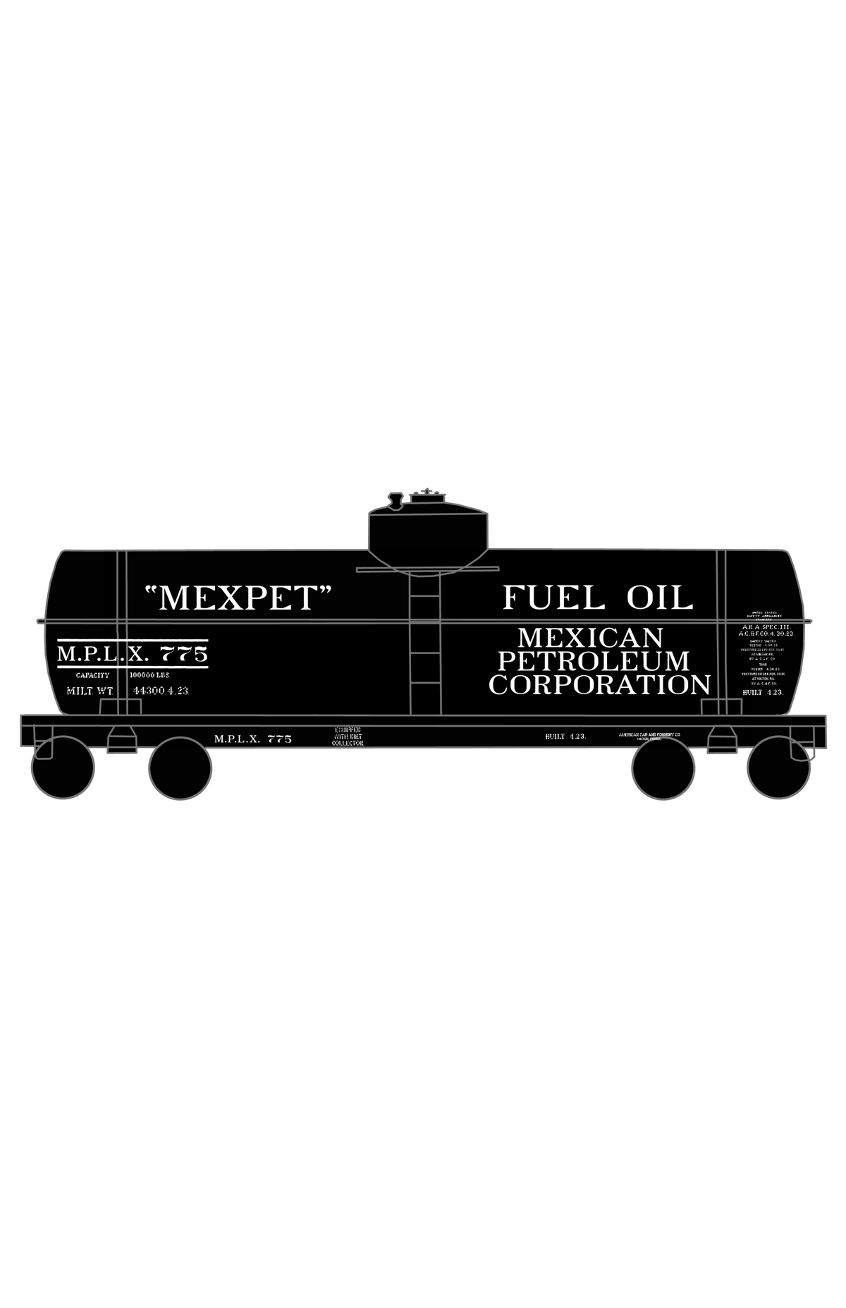 Mexpet Mexican Petroleum Corp Tank Car White -