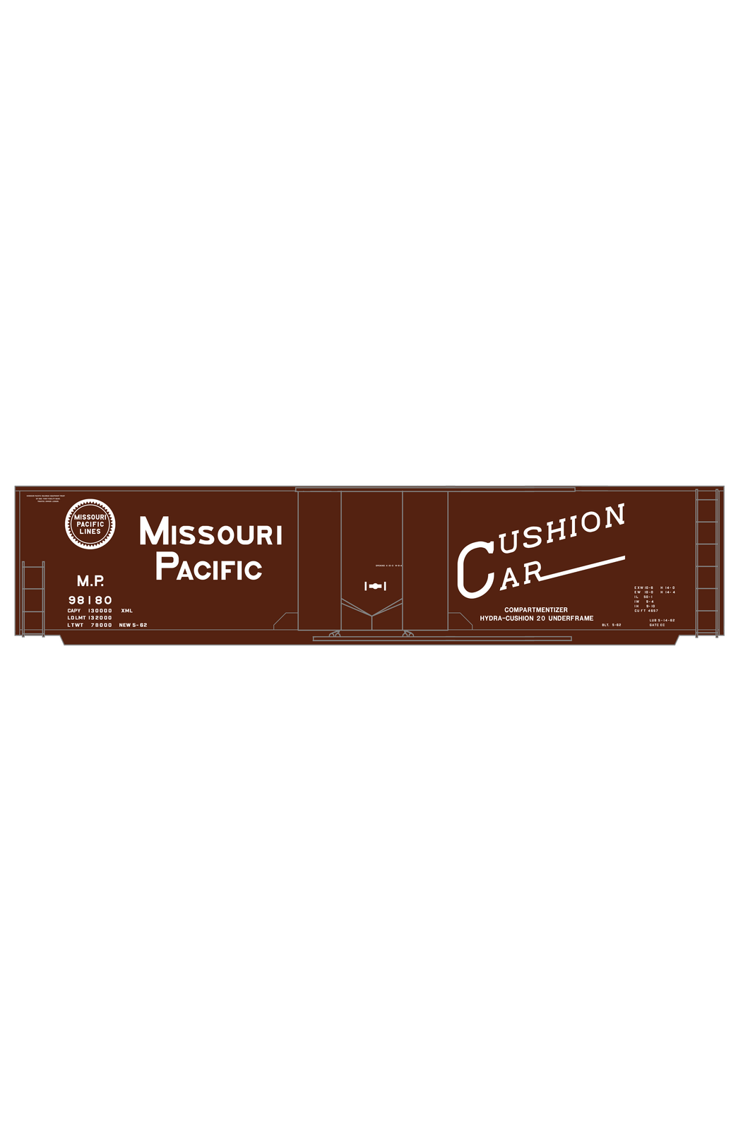 Missouri Pacific 50 Ft Insulated Boxcar White Cushion Car