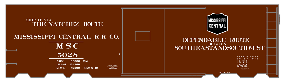 Mississippi Central 40 Ft Boxcar White