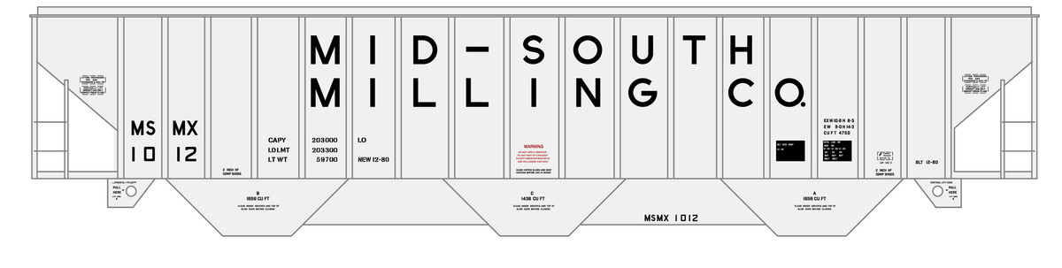 Mid-South Milling Co. 4750 Cu Ft PS-2CD Covered Hopper Black  - Decal