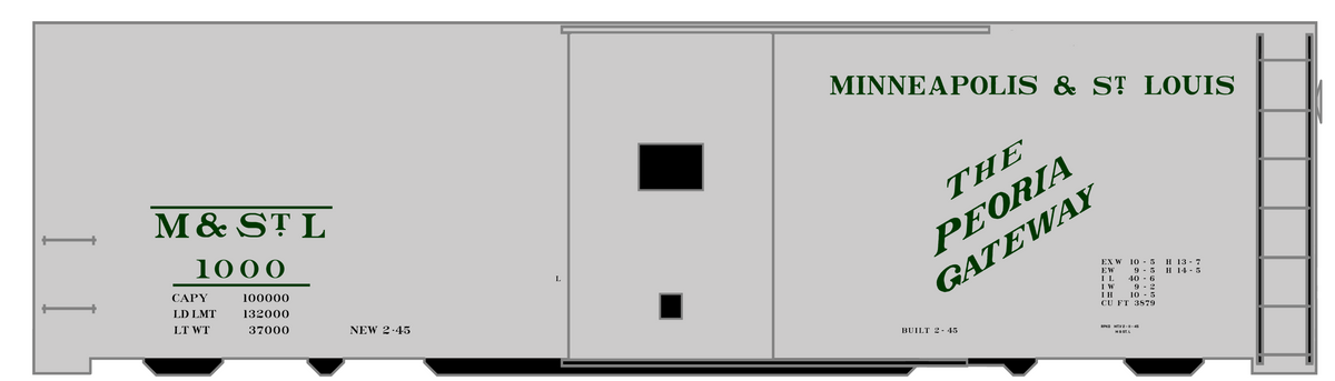 Minneapolis and St Louis Aluminum 40 Ft Boxcar Dark Green and Black