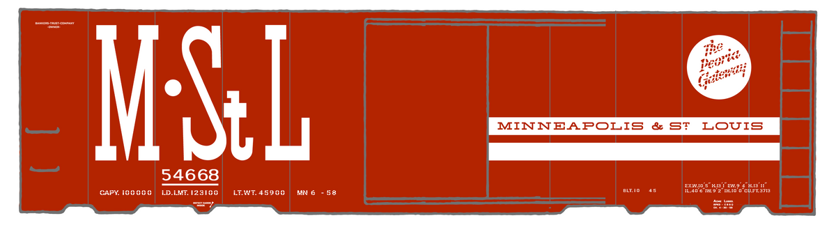 Minneapolis and St Louis 40 Ft Steel Boxcar White MSTL