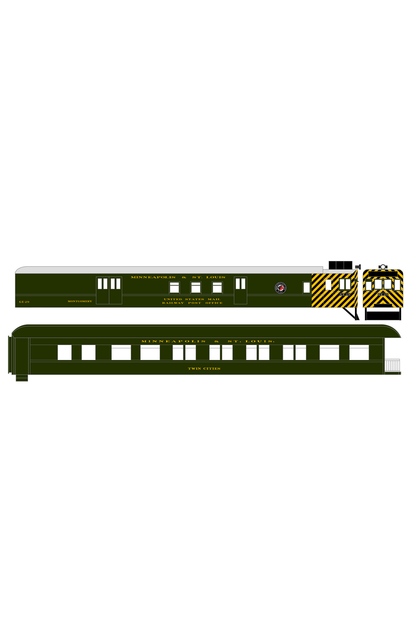 Minneapolis and St Louis Doodlebug and Heavyweight Passenger Car Yellow