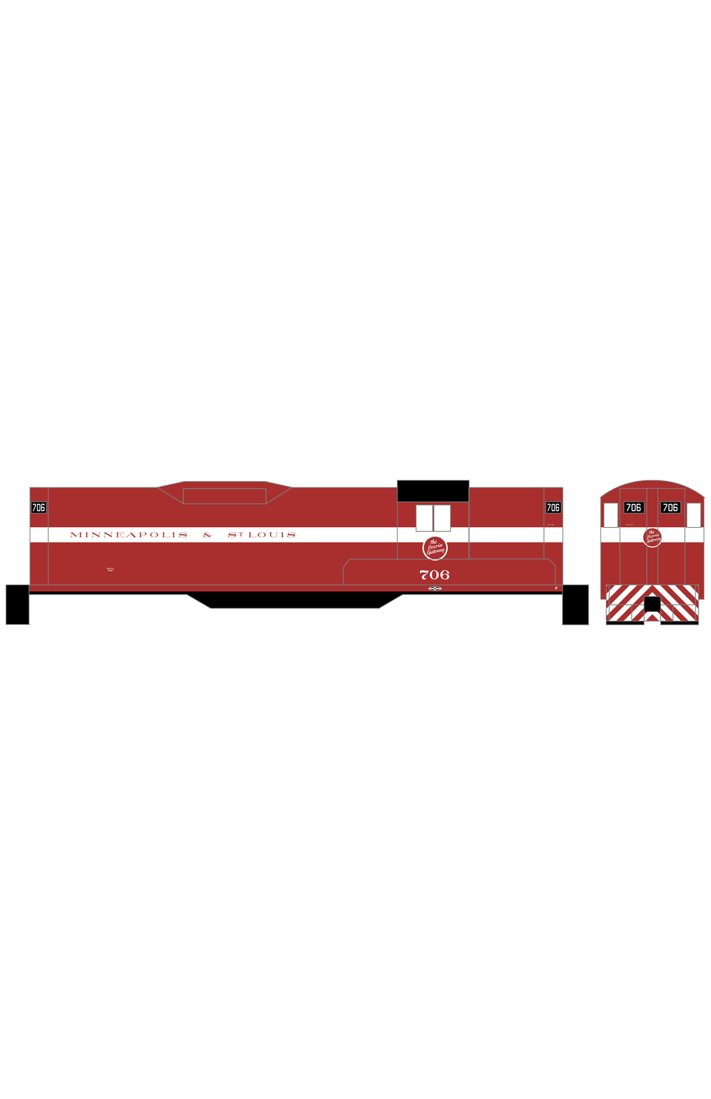 Minneapolis and St Louis EMD GP9 Diesel White Late Scheme - Decal
