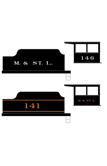 Minneapolis and St Louis Steam Locomotive Gold and White Earlier Big M&StL and Gold Schemes - Decal