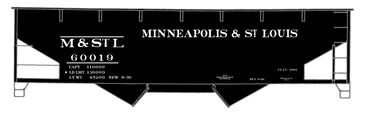 Minneapolis and St Louis Offset Twin Hopper White MSTL