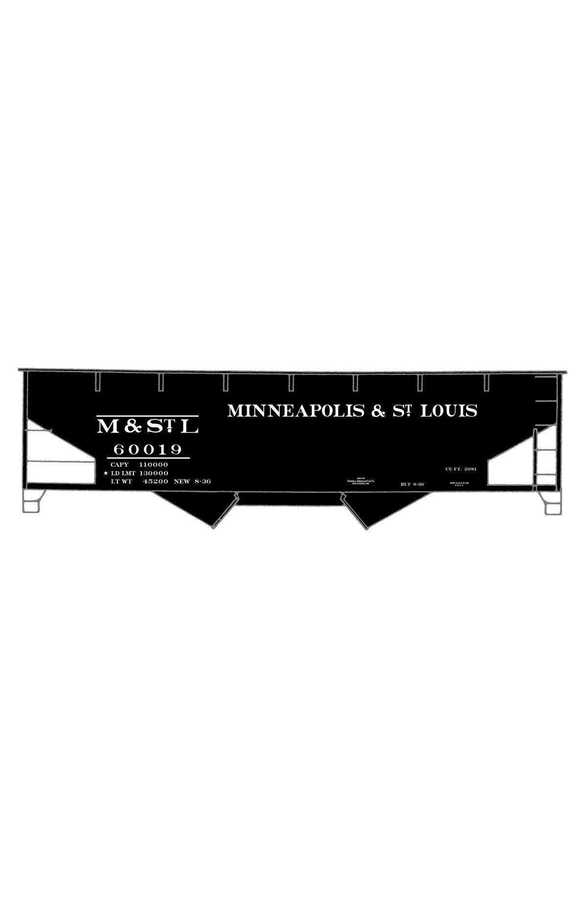 Minneapolis and St Louis Offset Twin Hopper White MSTL
