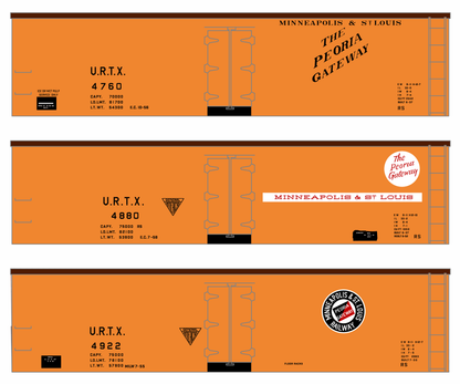 Minneapolis and St Louis Wood Ice Reefer Black White and Red Peoria Gateway - Decal