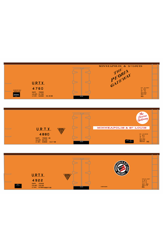 Minneapolis and St Louis Wood Ice Reefer Black White and Red Peoria Gateway