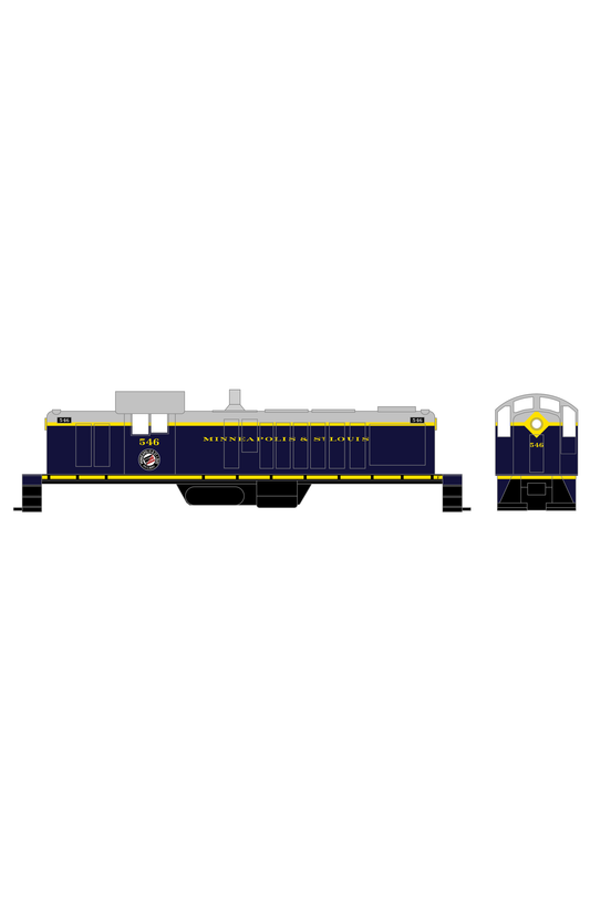 Minneapolis and St Louis ALCO RS1 Diesel Locomotive Yellow Scheme 1, Dark Blue Loco