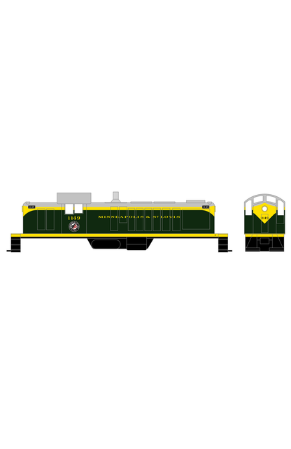 Minneapolis and St Louis ALCO RS1 Diesel Locomotive Yellow Scheme 2, Dark Green Loco - Decal