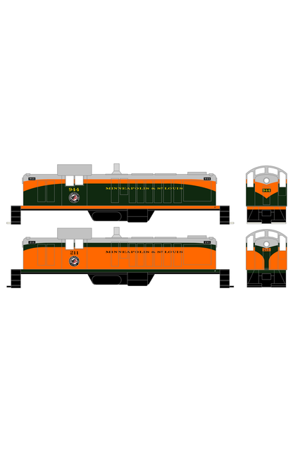 Minneapolis and St Louis ALCO RS1 Diesel Locomotive  Schemes 3 and 7 Orange and Green Locos - Decal