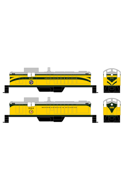 Minneapolis and St Louis ALCO RS1 Diesel Locomotive Green Schemes 4 and 8, Yellow Locos - Decal