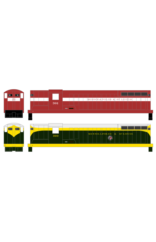 Minneapolis and St Louis EMD SD7 Diesel Locomotive  Both Schemes