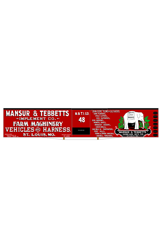 Mansur & Tebbetts Implement Co 60 Ft Billboard Boxcar White & Black