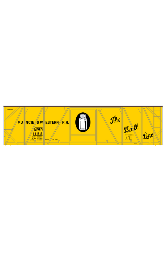 Muncie and Western Mather Patent Boxcar Black and White