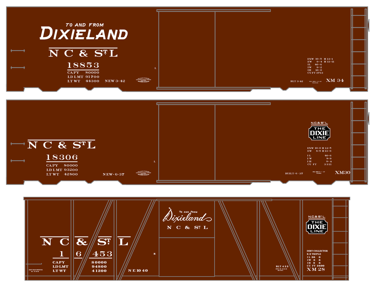 NC&StL 36 Ft, 40 Ft Boxcar White