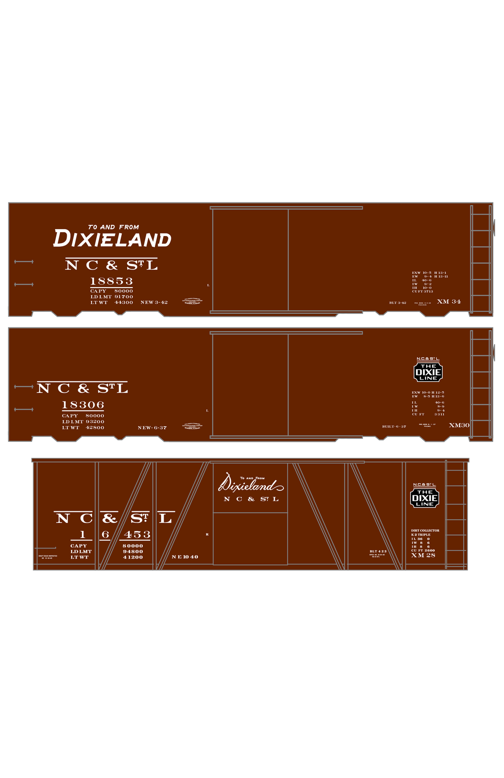 NC&StL 36 Ft, 40 Ft Boxcar White
