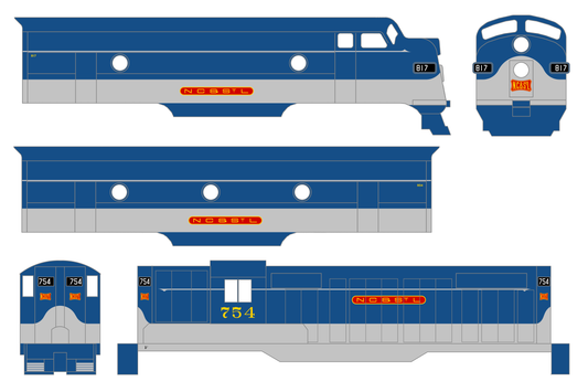 Ncstl Diesel Locomotive Red, Yellow, Blue For Blue/Gray Locomotives
