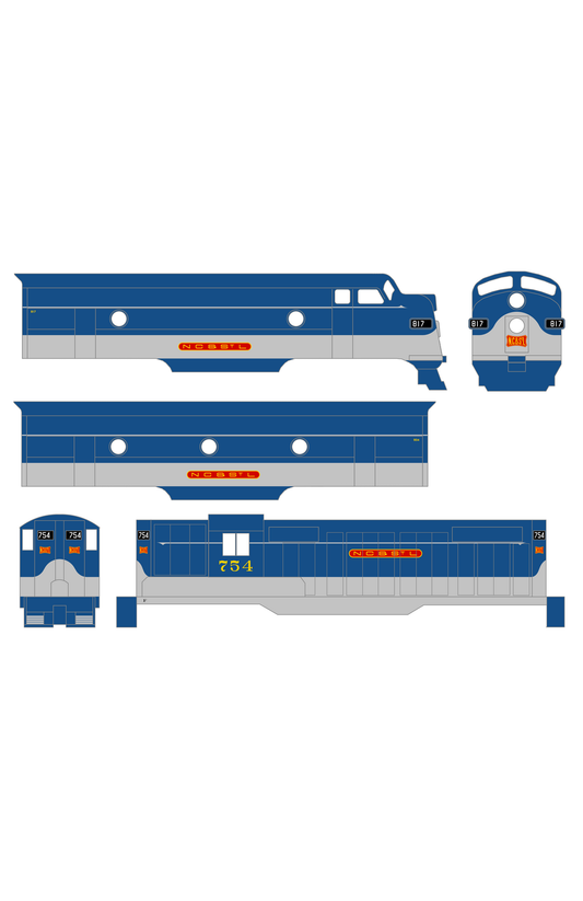 Ncstl Diesel Locomotive Red, Yellow, Blue For Blue/Gray Locomotives