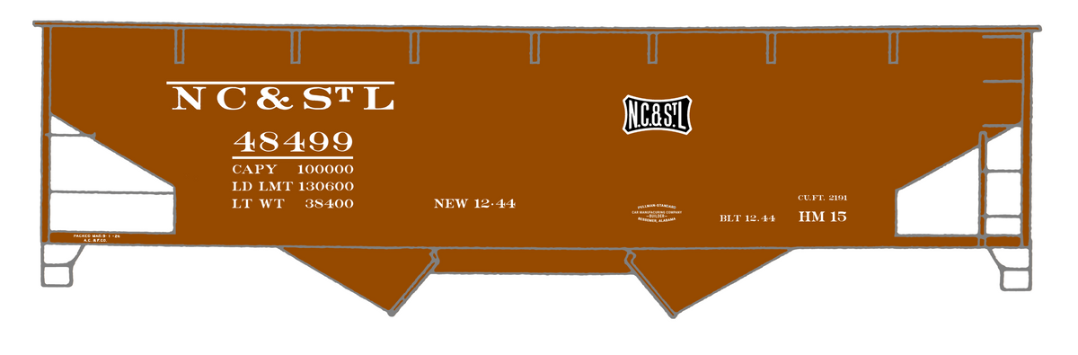 Nashville Chattanooga & St Louis Offset Hopper Car White NC&StL