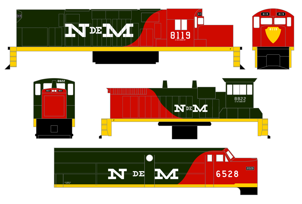 N De M Mexico Diesel Locomotive White