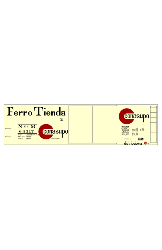 Nacionales De Mexico NDEM 40 Ft Boxcar Black and Red Conasupo Ferro Tienda