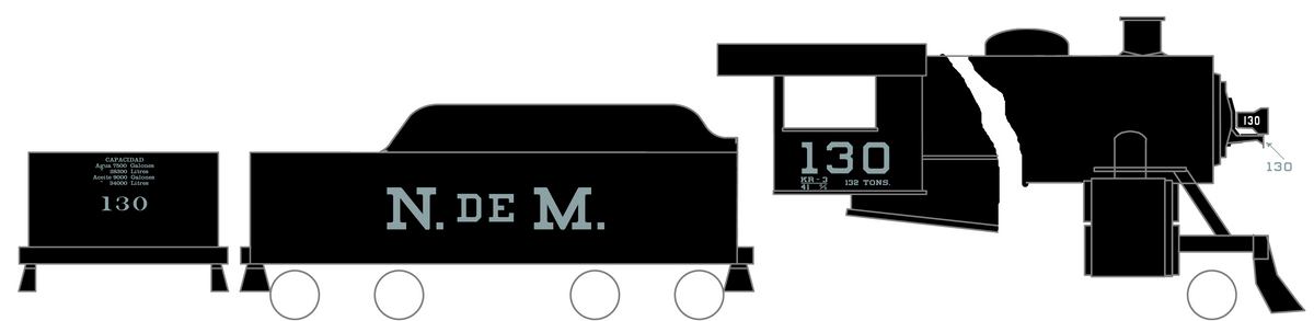 Nacionales De Mexico NDEM Steam Locomotive Metallic Silver