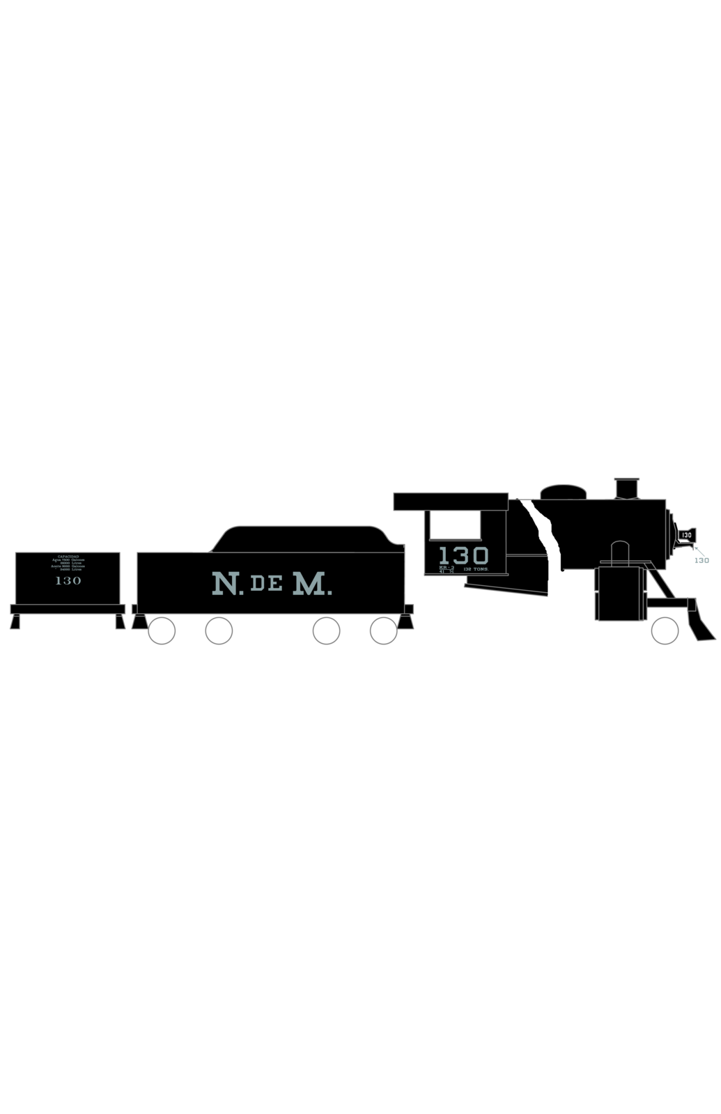 Nacionales De Mexico NDEM Steam Locomotive Metallic Silver