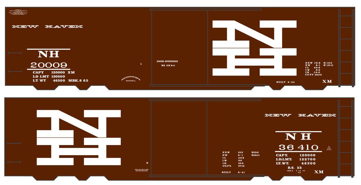 New York, New Haven, and Hartford 40 Ft Boxcar White Block Lettering