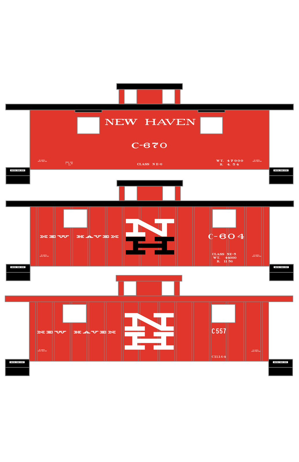 New York, New Haven, and Hartford Caboose White and Black