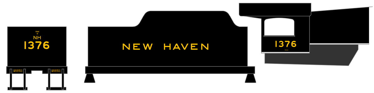 New York, New Haven, and Hartford Steam Locomotive Yellow Block Letter - Decal