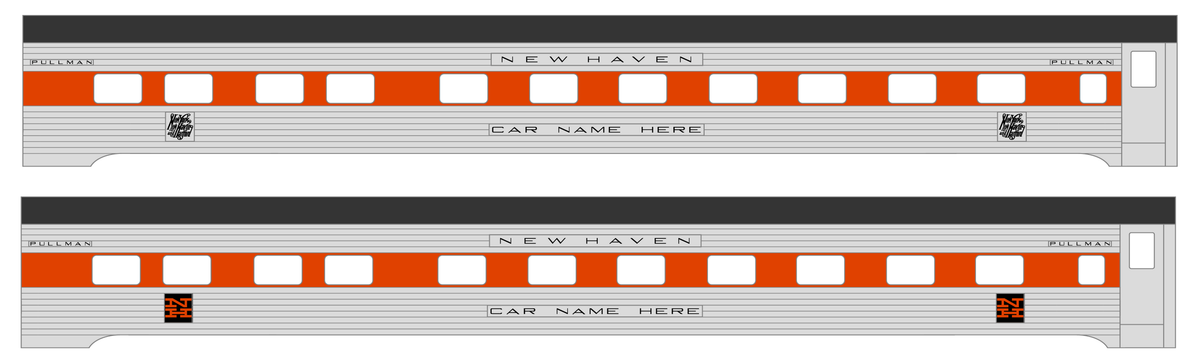New York, New Haven, and Hartford Streamlined Passenger Cars Black and Orange #2