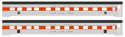 New York, New Haven, and Hartford Streamlined Passenger Cars Black and Orange #2