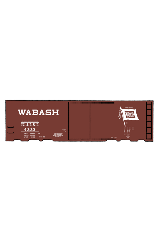 New Jersey, Indiana, & Illinois (Wabash) 40 Ft Boxcar White