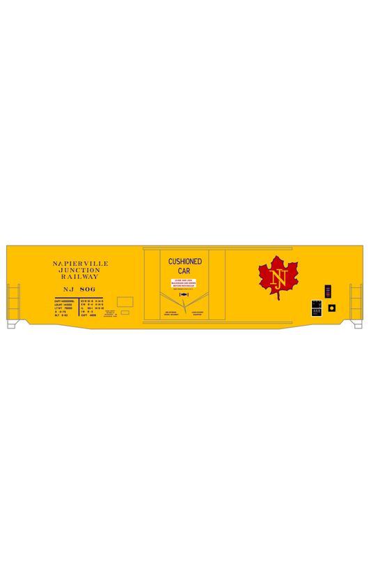 Napierville Junction Railway 50 Ft Plug Door Boxcar Blue and Red