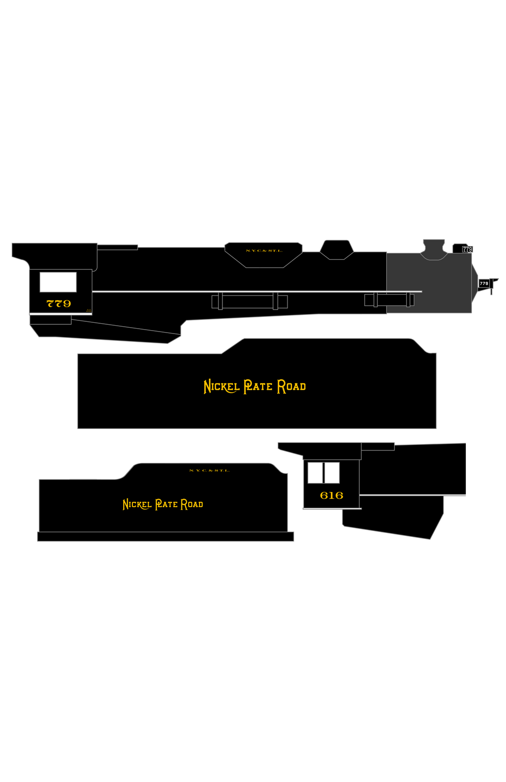 Nickel Plate Road Steam Locomotive Yellow