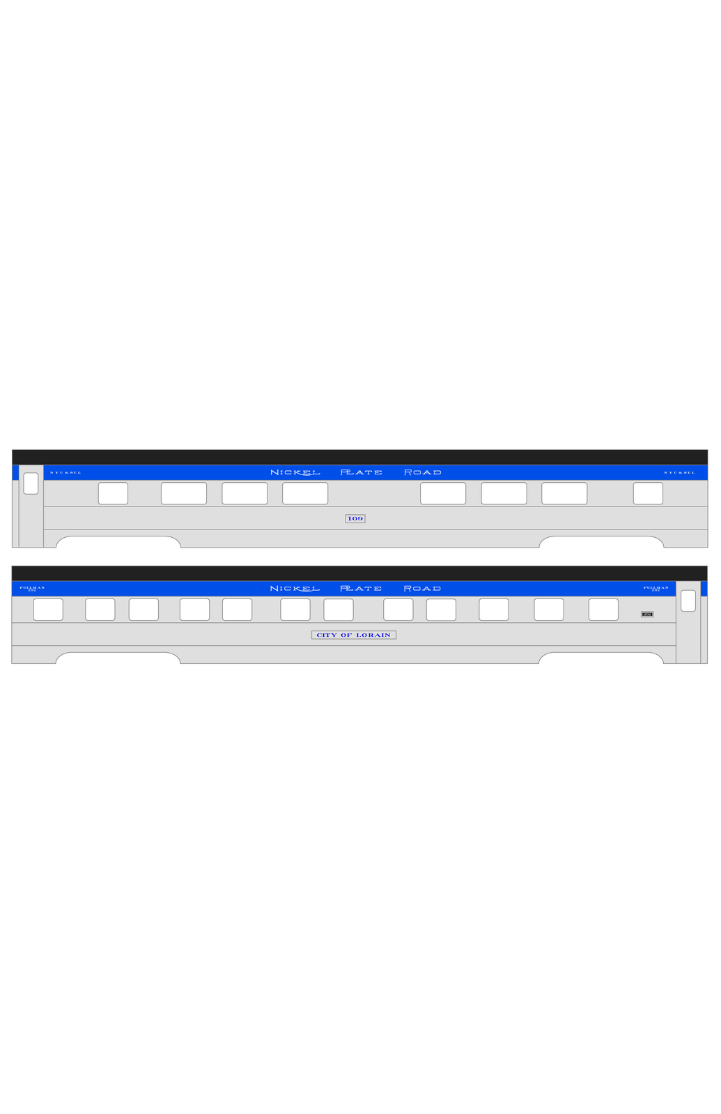 Nickel Plate Road Streamlined Passenger Car Blue and White