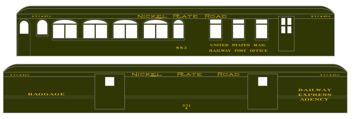 Nickel Plate Road Heavyweight Passenger Cars Dulux Gold  - Decal
