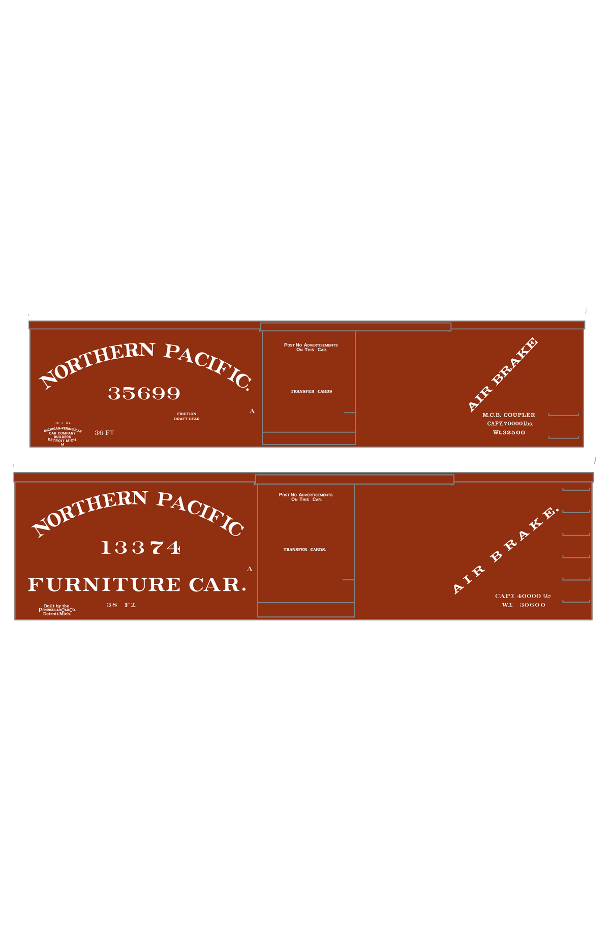 Northern Pacific 36 Ft Wood Boxcar White