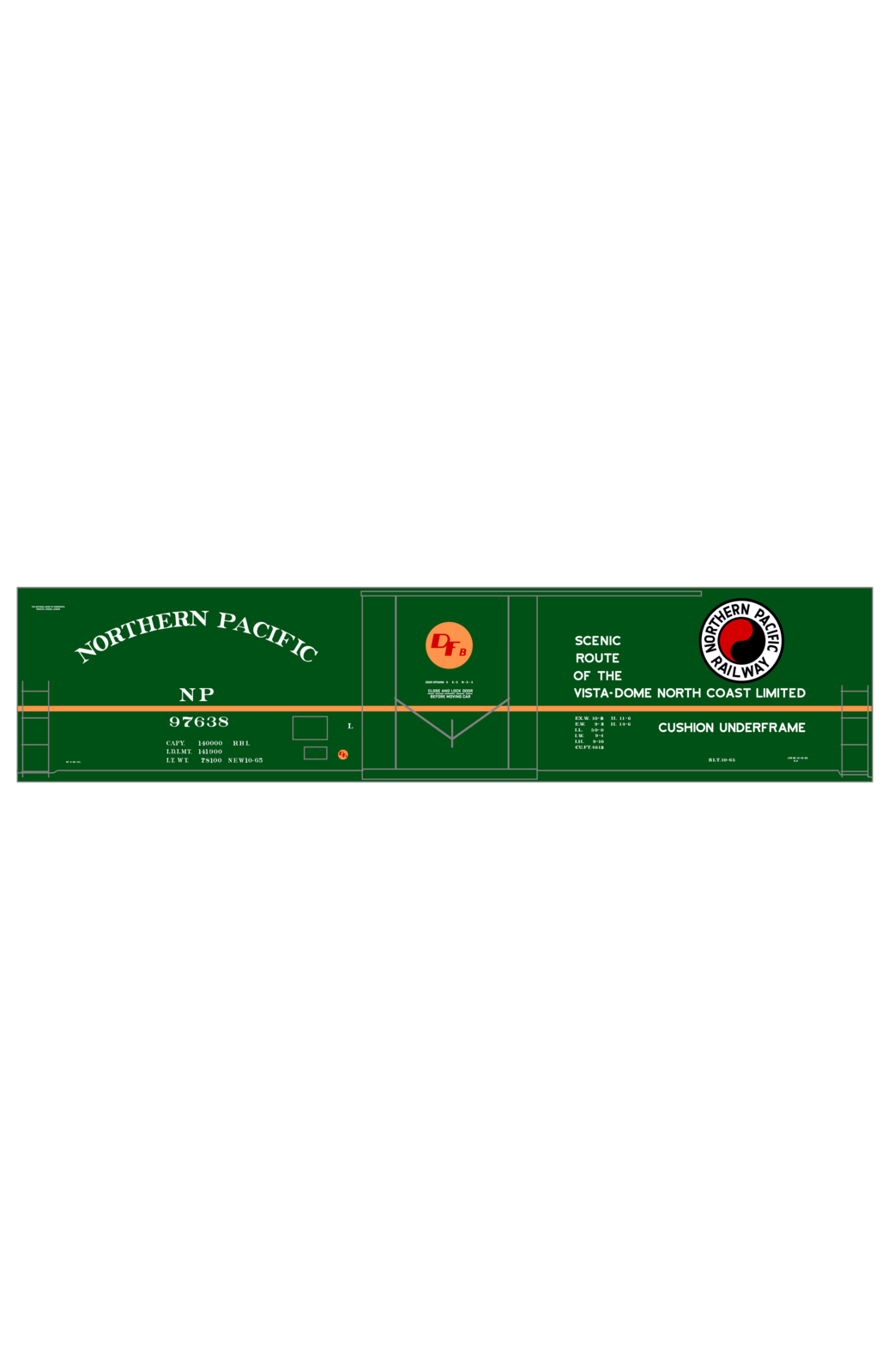 Northern Pacific 50 Ft Plug Door Boxcar White and Orange