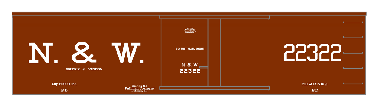 Norfolk and Western 34 Ft Wood Boxcar White
