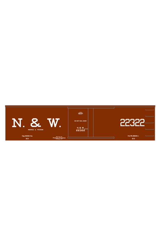 Norfolk and Western 34 Ft Wood Boxcar White